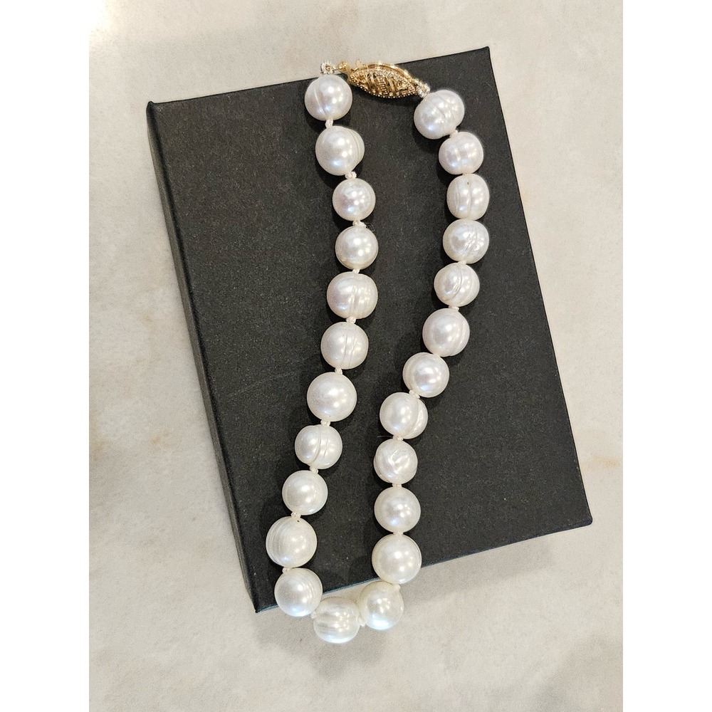 14k Gold Cultured Pearl‎ Bracelet Natural White Round 7mm Fine Jewelry